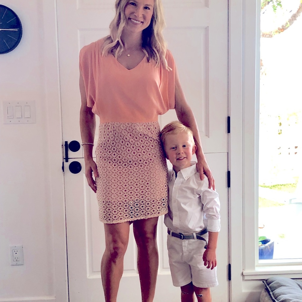 Beautiful Nude Silk and Lace Dress